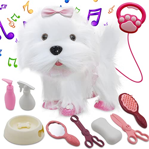 Jaydear Spielzeug Hund für Kinder,Fernbedienung Elektronisch Plüschwelpe Spielzeug Haustier,Interaktives Spielzeug Haustier Hund für Kleinkinder Mädchen Junge, Weiß von Jaydear