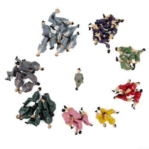 Jayruit 50 Stück sitzende Kunststofffiguren, Maßstab 1 32, mehrfarbiges Miniatur-Menschen-Set für das Hinzufügen von Realismus zu Architekturmodellen, Wie Abgebildet von Jayruit