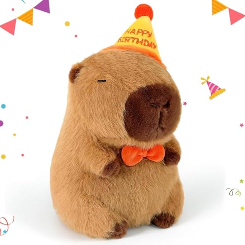 Capybara Kuscheltier, Capybara Plüschtier Mit Geburtstagshut, Weiches Und Hautfreundliches Stofftier, Kinder Ab 3 Jahren, 25cm Capybara Kuscheltier, Capybara Plüschtier Mit Geburtstagshut, Weiches Und Hautfreundliches Stofftier, Kinder Ab 3 Jahren, 25cm von JazRvr
