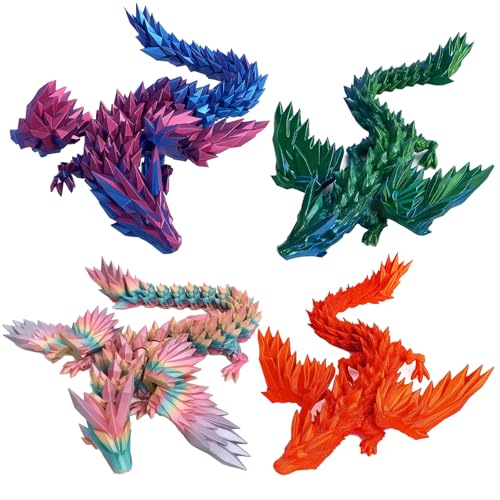 JazRvr Drache, 4 Stück 3D Drachen Spielzeug, Bewegliche Drachenfiguren In Laserfarben, Ideal Für Dekoration Und Stressabbau, 22cm Größe JazRvr Drache, 4 Stück 3D Drachen Spielzeug, Bewegliche Drachenfiguren In Laserfarben, Ideal Für Dekoration Und Stressabbau, 22cm Größe von JazRvr