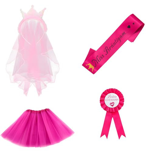 JazRvr Junggesellenabschied Männer, 4-teiliges Pinkes Party Outfit, Lustiges Kostüm Set mit Tüllrock, Schärpe, Abzeichen und Schleierkronenband, Perfekt für JGA Party und Hochzeitsfeiern JazRvr Junggesellenabschied Männer, 4-teiliges Pinkes Party Outfit, Lustiges Kostüm Set mit Tüllrock, Schärpe, Abzeichen und Schleierkronenband, Perfekt für JGA Party und Hochzeitsfeiern von JazRvr