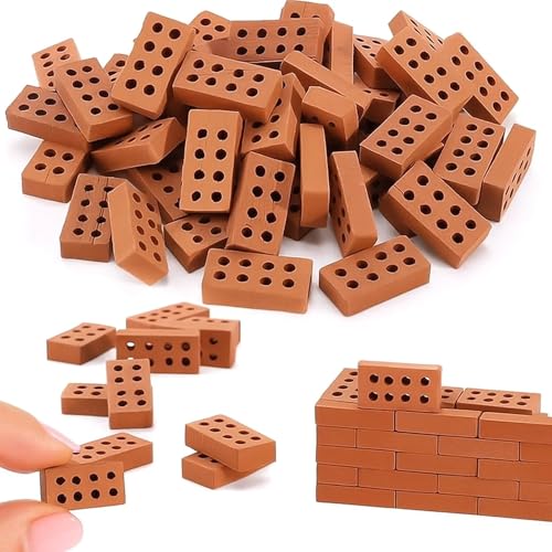 JazRvr Mini Ziegelsteine, 120 Stück Modellbau Zubehör für DIY Bauprojekte, Mini Bricks mit 8 Löchern, Ideal für Kinder und Modellbau, 2 x 1 x 0,5 cm JazRvr Mini Ziegelsteine, 120 Stück Modellbau Zubehör für DIY Bauprojekte, Mini Bricks mit 8 Löchern, Ideal für Kinder und Modellbau, 2 x 1 x 0,5 cm von JazRvr