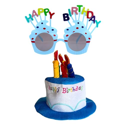 JazRvr Partyhüte, 2-teiliges Set Blaue Geburtstagshüte mit Brille, Unisex Partyhut für Erwachsene und Jugendliche, Lustige Deko für Geburtstagspartys und Fotos, 29 * 28cm JazRvr Partyhüte, 2-teiliges Set Blaue Geburtstagshüte mit Brille, Unisex Partyhut für Erwachsene und Jugendliche, Lustige Deko für Geburtstagspartys und Fotos, 29 * 28cm von JazRvr