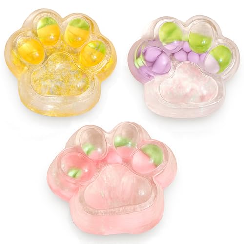 Squishy Katzenpfoten, 3 Stück Squishy Pfote für Stressabbau, Niedliche Katzenpfoten Spielzeug für Kinder und Erwachsene, Katzenliebhaber, 7x6 cm von JazRvr
