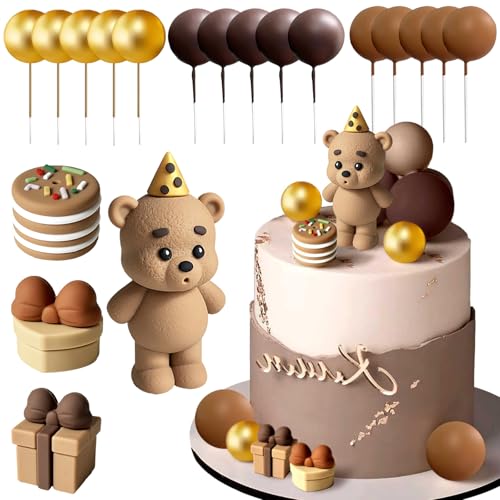 Tortendeko 1. Geburtstag, 19-teiliges Kuchendeko-Set mit Bären, Kugeln und Toppern, Ideal für Geburtstag, Taufe, Hochzeit und Jubiläum Inklusive Goldene, Braune und Karamellfarbene Dekorationselemente Tortendeko 1. Geburtstag, 19-teiliges Kuchendeko-Set mit Bären, Kugeln und Toppern, Ideal für Geburtstag, Taufe, Hochzeit und Jubiläum Inklusive Goldene, Braune und Karamellfarbene Dekorationselemente von JazRvr
