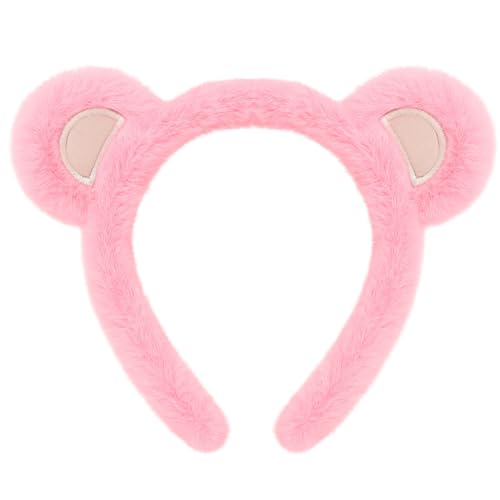 JazSwirl Bärenohren Halloween Bär Ohren Stirnband Gelb Rosa Lila Blau Grün Braun Bär Ohren Halloween Tierohren (Rosa, OS) von JazSwirl
