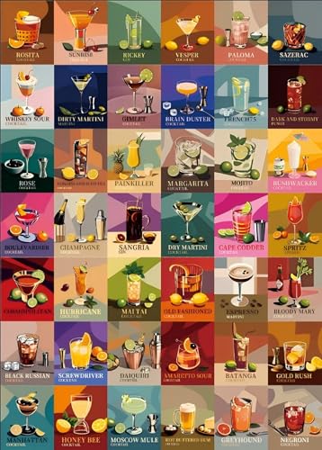 Cocktail Puzzle 1000 Teile Erwachsene, Unique Cocktails Jigsaw Puzzle Erwachsene 1000 Teile, Impossible Klassische Puzzles für Geschenk und Home Decoration (70 × 50 cm) von Jazcimdo