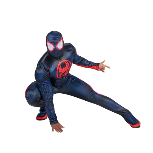 Marvel Miles Morales offizielles Halloween-Kostüm für Erwachsene, hochwertig, gepolsterter Overall mit Stoffmaske zum Überziehen von Jazwares Costume Play