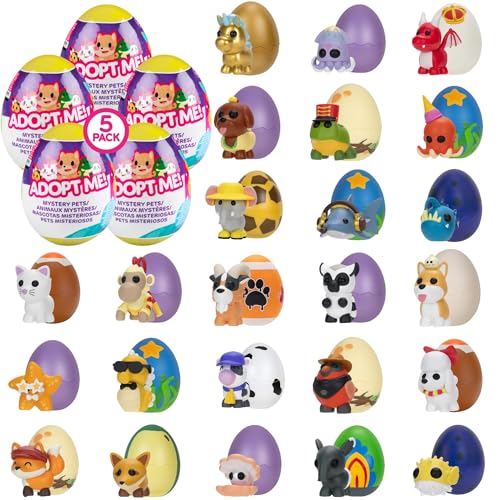 Adopt Me! Mystery Pets Blind Box Egg Assorted 5-Pack - Series 5 - Exclusive Virtual Item Game Code - Collectible Mini Animal Toy Figure, Styles May Vary - Gift for Kids, Girls & Boys - 6+ von Jazwares
