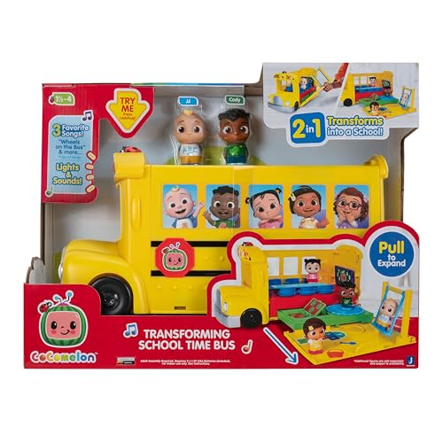 CoComelon Transforming School Time Bus - Lichter und Geräusche - 3 Lieblingslieder - 6 Spielbereiche - Abnehmbare JJ und Cody Figuren - Spielzeug für Kinder und Vorschüler CoComelon Transforming School Time Bus - Lichter und Geräusche - 3 Lieblingslieder - 6 Spielbereiche - Abnehmbare JJ und Cody Figuren - Spielzeug für Kinder und Vorschüler von CoComelon
