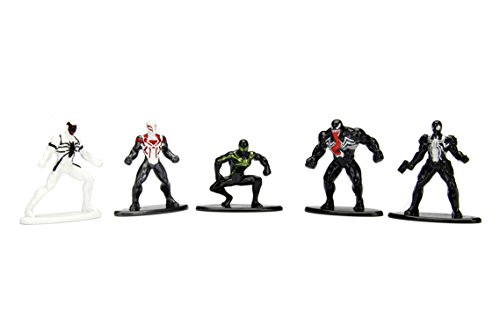 Marvel Spider-Man 5er Pack - Nano Metalfigs 4cm Sammelfigur 99253 detailgetreue Gestaltung, aus hochwertigem Diecast-Metall, kleine Figuren perfekt für jeden Sammler von Jazwares