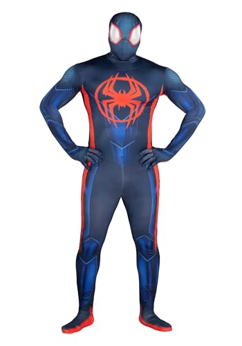 Marvel Spider-Verse 2 Miles Morales Zentai Anzug Kostüm für Erwachsene, Schwarz, XL von Jazwares