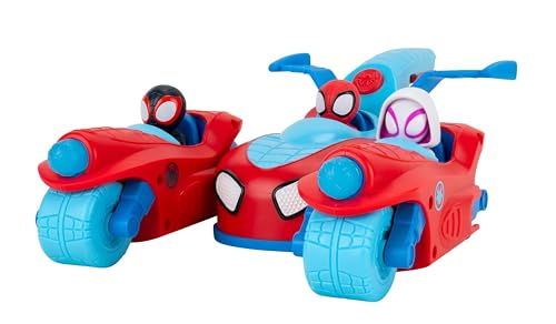 Marvel Spidey - Split Racer Deluxe Feature Vehicle: 8,5-Zoll-Drei-in-Eins-Fahrzeug, Spidey-Jet und zwei Motorräder, Offizielles Marvel-Produkt von Jazwares, für Jungen im Alter von 2-4 Jahren von Jazwares
