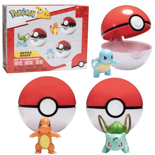 Pokémon Clip 'N' Go Pokeball & Battle Figuren-Set 3er-Pack – Let's Go Starters Charmander, Bubasaur, Squirtle mit Poke-Bällen – Offizielles Lizenzprodukt – Geschenk für Kinder von Jazwares