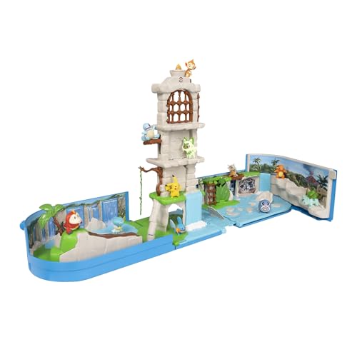 Pokémon PKW4046 - Tragetasche „Kampfruinen“ – Tragbares, verwandelbares Rucksack-Spielset mit Action-Funktionen und 5 cm großer Pikachu-Kampffigur von Jazwares