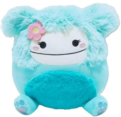 Squishmallows Joelle The Blue Bigfoot, 12,7 cm Plüschtier mit rosa Blumen-Haarteil von Jazwares