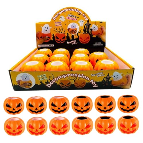 12 PCs Stressspielzeug Kürbis Halloween -Spielzeug zur Linderung von Ghost Lindering Stress Party bevorzugt sensorische weiche Flexible Quetschungen für Erwachsene, Kindergeschenk von Jcasbdn