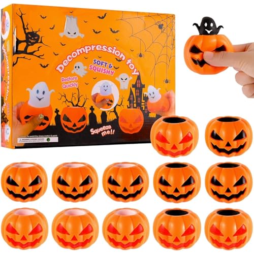 12pcs Halloween Toys Ghost Pumpkin Squeeze Ball 2.4x2 Kleine Waschbefreiung Stressspielzeug Kürbis -Stress Ball Halloween Party Geschenke für Kinder, Mädchen, Jungen 12pcs Halloween Toys Ghost Pumpkin Squeeze Ball 2.4x2 Kleine Waschbefreiung Stressspielzeug Kürbis -Stress Ball Halloween Party Geschenke für Kinder, Mädchen, Jungen von Jcasbdn