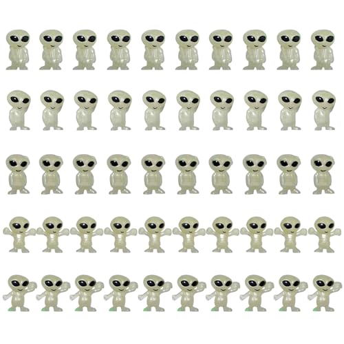 50pcs Mini Alien -Figuren, winziges Leuchten im dunklen Alien -Figur für Kinder kleine Halloween -Spielzeuge für Party -Gefälligkeiten von Jcasbdn