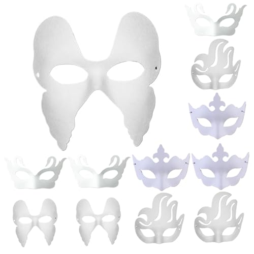 Jcasbdn 12 pcs weiße Kunststoffmaske 4 Stile Blank von Jcasbdn