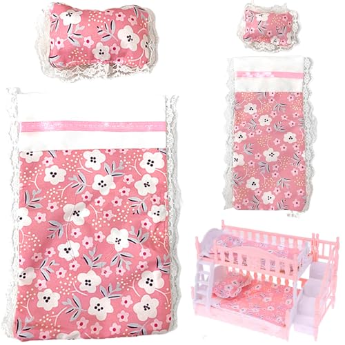 Jcasbdn 2 Sets Doll Bedding Miniatur Bettwäsche Requisite für Dollhouse Möbel Layout Mini Blattkissen Set perfekt für Spielhaus-Dekor-Rollenspiele von Jcasbdn