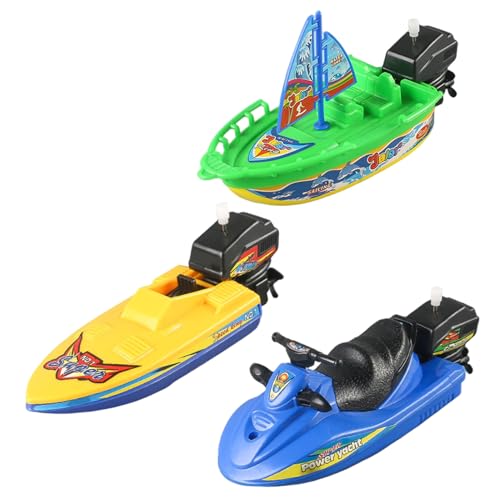 Jcasbdn 3PCS -Spielzeugboote, lustige kleine Plastikbootbad Spielzeug Leichtes Schnellboot, Segelboot und Motorboot für Sommer -Strandpool -Hinterhofspiele von Jcasbdn
