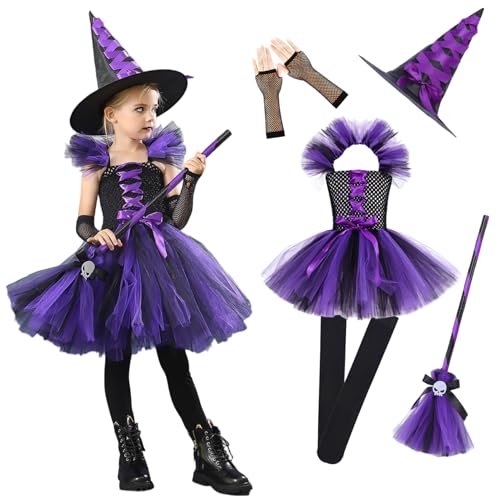 Jcasbdn 5pcs/festgelegtes Hexenkostüm für Mädchen mit Tüllrock, Hut, Besen, Handschuhen und Socken, Halloween -Kleinkind -Kostum -Cosplay -Party Dress Up, L. Jcasbdn 5pcs/festgelegtes Hexenkostüm für Mädchen mit Tüllrock, Hut, Besen, Handschuhen und Socken, Halloween -Kleinkind -Kostum -Cosplay -Party Dress Up, L. von Jcasbdn