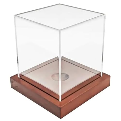 Jcasbdn Baseball -Display -Hülle, Clear Acryl -Softball -Display -Hülle mit Wood Base Stand Championship Square Box für Golf Tennis Game Ball Baseball von Jcasbdn