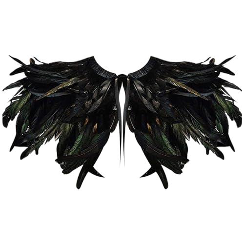 Jcasbdn Federn Schal Halloween Black Green Federn Cape mit Krawattengurt realistische gotische Kragen Cape -Schals für Partykostüm Cosplay Jcasbdn Federn Schal Halloween Black Green Federn Cape mit Krawattengurt realistische gotische Kragen Cape -Schals für Partykostüm Cosplay von Jcasbdn