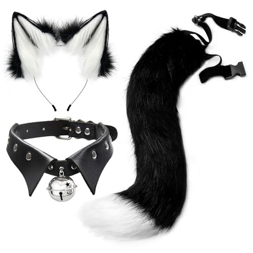 Jcasbdn Fuchsohren und Heckset Weiche Flauschige Fuchs Ohren Stirnband Verstellbar von Jcasbdn