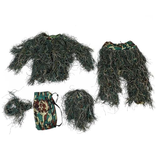 Jcasbdn Ghillie -Anzug für Kinder Höhe 51.1859.06 Zoll 5 in 1 atmungsaktives 3D -Camo -Anzug Jagdkleidung einschließlich Jacke Hosen Kapuze Tragetasche von Jcasbdn