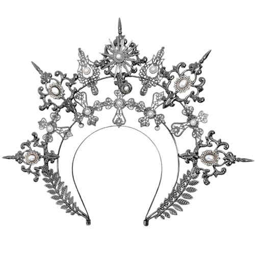 Jcasbdn Göttin Kopfbedeckung 3 Tier barocken Heilige Göttin Kronkronkronstopfband für Frauen Cosplay Haarzubehör von Jcasbdn