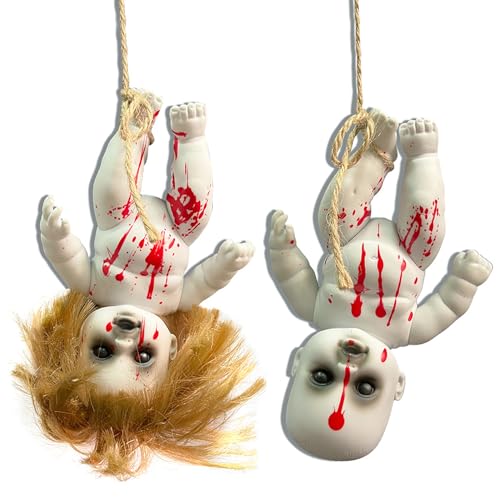 Jcasbdn Halloween gruselige Puppe, 2pcs gruselige blutige Spukpuppe, hängende Zombies -Puppen mit Seil, Junge & Mädchen Horrorpuppen für Halloween Party Spukhause -Requisiten, Style 2 Jcasbdn Halloween gruselige Puppe, 2pcs gruselige blutige Spukpuppe, hängende Zombies -Puppen mit Seil, Junge & Mädchen Horrorpuppen für Halloween Party Spukhause -Requisiten, Style 2 von Jcasbdn
