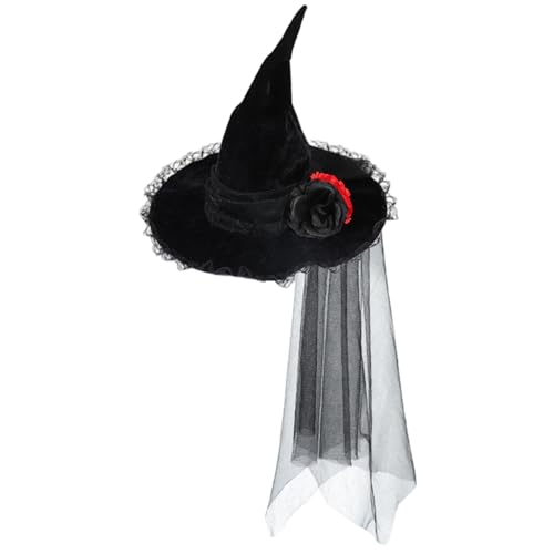 Jcasbdn Hexenhut Spitze Samt Witch Kostüm Frauen mit Schleierschwarz Halloween Requisiten Cosplay Accessoires Jcasbdn Hexenhut Spitze Samt Witch Kostüm Frauen mit Schleierschwarz Halloween Requisiten Cosplay Accessoires von Jcasbdn