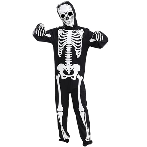 Jcasbdn Kinder Skelettkostüm Glühen im dunklen Ganzkörper Langarm Kleinkind Skelettkostüm mit Handschuhen gruselige Halloween -Kostüme für Jungen und Mädchen xl Jcasbdn Kinder Skelettkostüm Glühen im dunklen Ganzkörper Langarm Kleinkind Skelettkostüm mit Handschuhen gruselige Halloween -Kostüme für Jungen und Mädchen xl von Jcasbdn