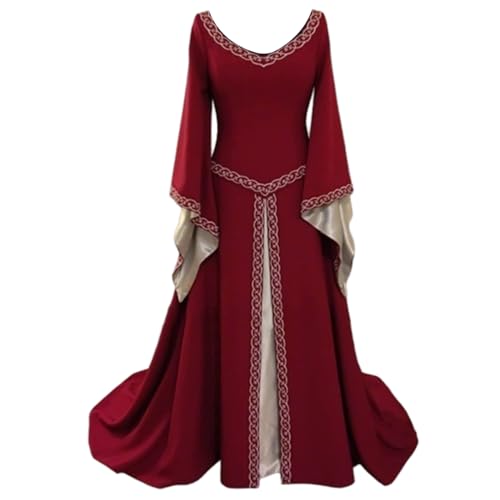 Jcasbdn Mittelalterliche Kostüme Frauen lange Stickerei Renaissance Kleid Halloween Kostüme für Rollenspiel spielen Kostüm Geburtstagsfeier kleiner Jcasbdn Mittelalterliche Kostüme Frauen lange Stickerei Renaissance Kleid Halloween Kostüme für Rollenspiel spielen Kostüm Geburtstagsfeier kleiner von Jcasbdn