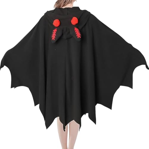 Jcasbdn Motten Kostüm verdicken Halloween Moth Cape mit Hood Button Scheuchter Cosplay -Kostüm für Halloween -Party von Jcasbdn
