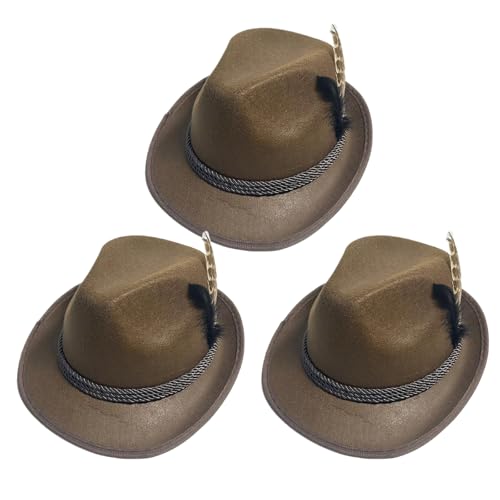 Jcasbdn Oktoberfest Hut für Männer 3pcs Wide Rand Federed deutsche Hüte für Oktoberfest atmungsaktive freie Größe Nicht gewebter bayerischer Hut für Party, Karneval & More, Brown Jcasbdn Oktoberfest Hut für Männer 3pcs Wide Rand Federed deutsche Hüte für Oktoberfest atmungsaktive freie Größe Nicht gewebter bayerischer Hut für Party, Karneval & More, Brown von Jcasbdn