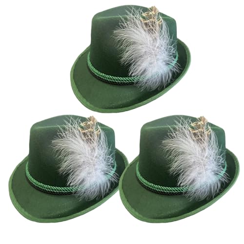 Jcasbdn Oktoberfest Hut für Männer 3pcs Wide Rand Federed deutsche Hüte für Oktoberfest atmungsaktive freie Größe Nicht gewebter bayerischer Hut für Party, Karneval & More, Dunkelgrün Jcasbdn Oktoberfest Hut für Männer 3pcs Wide Rand Federed deutsche Hüte für Oktoberfest atmungsaktive freie Größe Nicht gewebter bayerischer Hut für Party, Karneval & More, Dunkelgrün von Jcasbdn