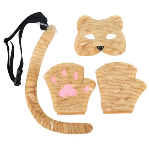 Jcasbdn Pelziger Anzug niedliche Katzenmaske mit Schwanzhandschuhen Simulation Therian Maske Pelzige Kostüm für Halloween -Weihnachtsfeier Maskerade Jcasbdn Pelziger Anzug niedliche Katzenmaske mit Schwanzhandschuhen Simulation Therian Maske Pelzige Kostüm für Halloween -Weihnachtsfeier Maskerade von Jcasbdn