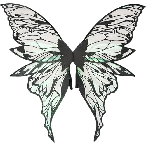 Jcasbdn Schmetterlingsflügel großer Sparkle Cosplay Flügel mit Riemenfee Kostüm für Mädchen thematische Partys Halloween Angel Partys Schwarz von Jcasbdn