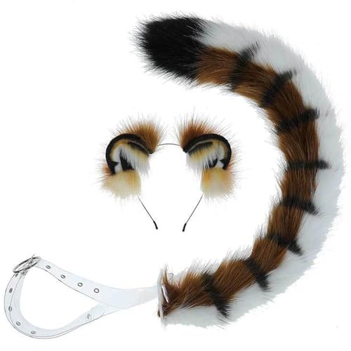Jcasbdn Tigerohren Stirnband und Tigerschwanz, weiche pelzige Ohren, biegsamer Kunstschwanz mit verstellbarem Bund für Halloween -Cosplay -Party -Kostümzubehör Jcasbdn Tigerohren Stirnband und Tigerschwanz, weiche pelzige Ohren, biegsamer Kunstschwanz mit verstellbarem Bund für Halloween -Cosplay -Party -Kostümzubehör von Jcasbdn