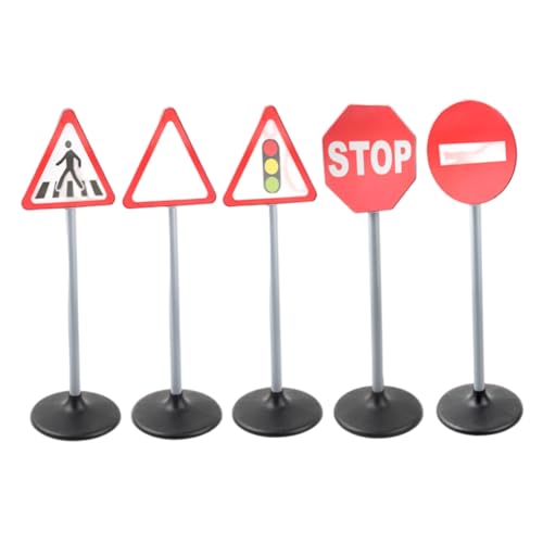 Jcasbdn Verkehrsschilder für Kinder, 5pcs/festgenutzbare ungiftige Plastik-Straßenschilder, 28 Zoll Bildung Amperndekor für Home School Rollenspiel von Jcasbdn