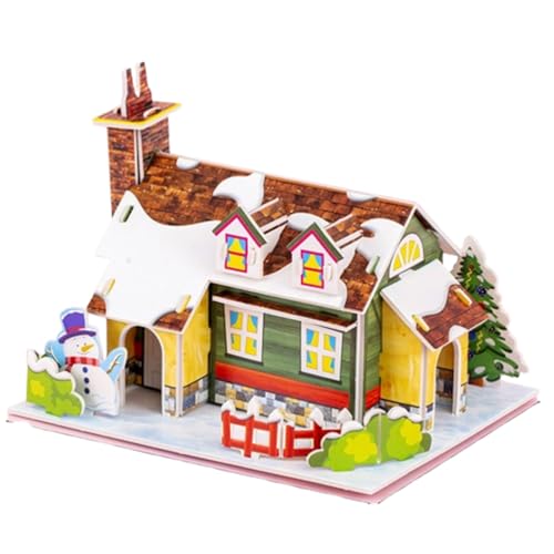 1 Stück Weihnachten Haus 3D-Puzzle, Festliche DIY Dekoration, Keine Werkzeuge benötigt, Jungen und Mädchen Geschenke von JchEnye