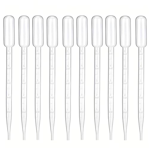 10 Pipetten, 5 ml Kunststoff-Transferpipetten, Einwegpipetten mit Skala, Dosierpipetten. Geeignet für Laborexperimente, Klassenzimmerversuche, Parfüm und ätherische Öle. von JchEnye