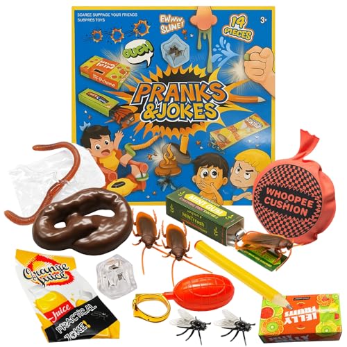 1 Box Mit Verschiedenen Scherzartikeln, Furzkissen, Scherzartikel Kinder, Furzkissen Und Realistischen Insekten, Lustige Streiche FüR Erwachsene Und Kinder, Ideal FüR Parties Und Familienabende von JcvPot