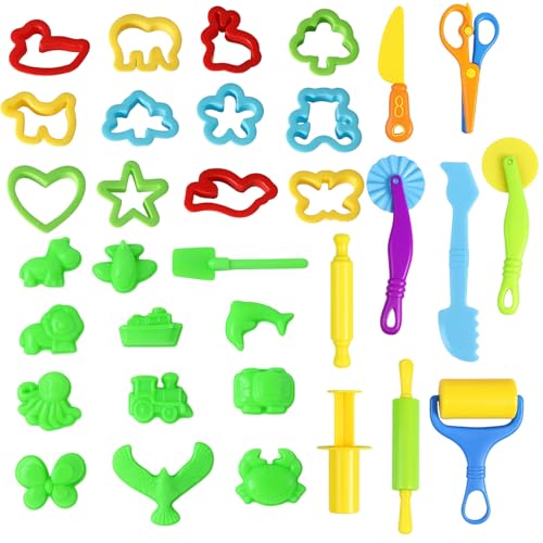 33 Knetzubehör Ab 2 Jahre, Stück Knete Zubehör, Knetmasse Und Knetzubehör Für Kinder, Ideal Für Kreatives Spielen, Lernen Und Entwickeln Von Feinmotorik, Aus Hochwertigem PP-Material von JcvPot