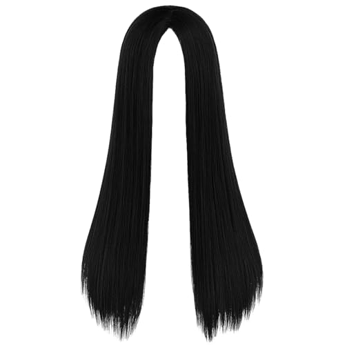 70 cm Hochwertiges Synthetikhaar, Perücke Schwarz Damen Für Halloween, Cosplay Und Täglichen Stilwechsel, Perücke Schwarz Lang von JcvPot