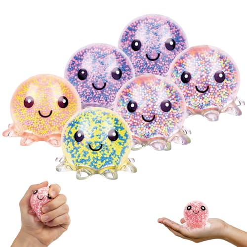 Antistressball, 6 Stück Mit Glänzendem Octopus Toy, Octopus Stressball, Anti Stress Spielzeug Anti Stress Ball Für Kinder & Erwachsene, Geburtstagsgeschenk, Füllstoff Stressabbau Spielzeug von JcvPot