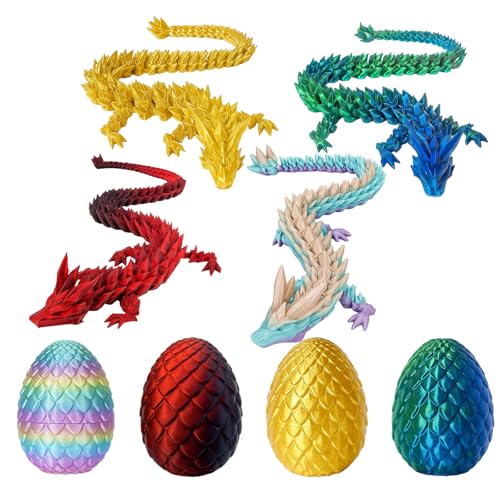 JcvPot 3D Drachenei, 8er Set mit 4 verschiedenen Drachen, 7+16 cm, für Kinder und Sammler, kreatives Spielzeug, Deko für Zuhause und Büro von JcvPot